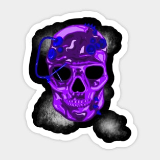 Steampunk Purple Skull Sticker